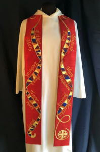 Custom matriarch stole, with gold embroidery
