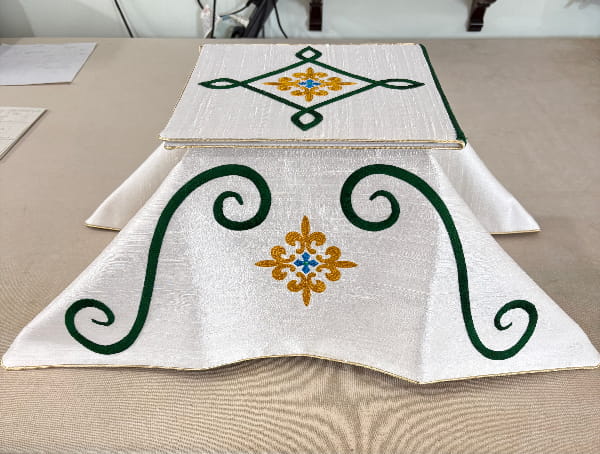 veil and burse, handmade by Christina to match the paraments and vestments