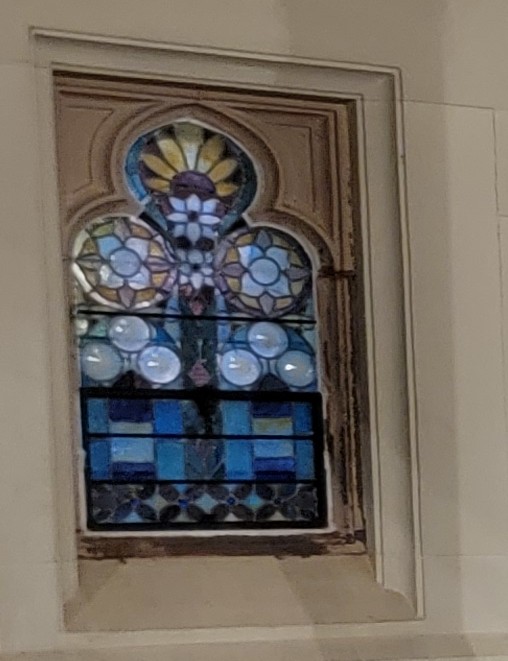 Church window detail with ornate tracery that served as inspiration for the paraments