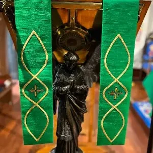 Pulpit Stoles hang down gracefully, echoing the rest of the paraments in design
