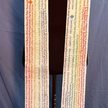 The regional canon's each have their own stole with their parishes embroidered on this custom stole