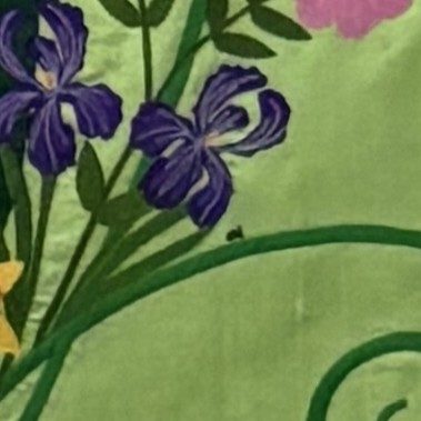 embroidered ladybug detail on handmade altar frontal for St. Andrew's Church