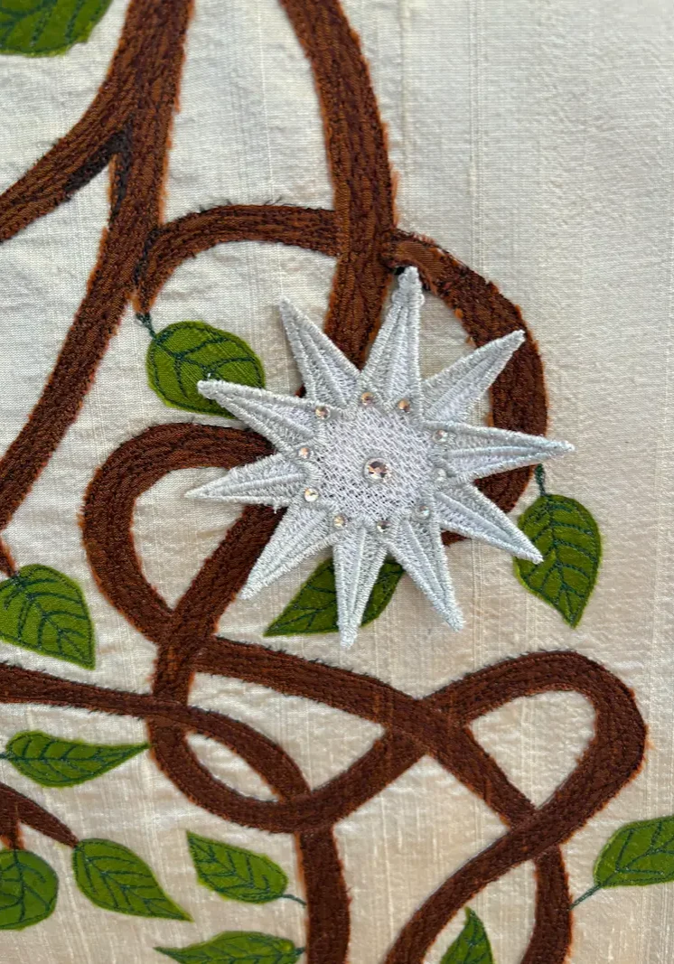 Detail of the applique and handmade star for the Sutton Jesse Tree Advent paraments
